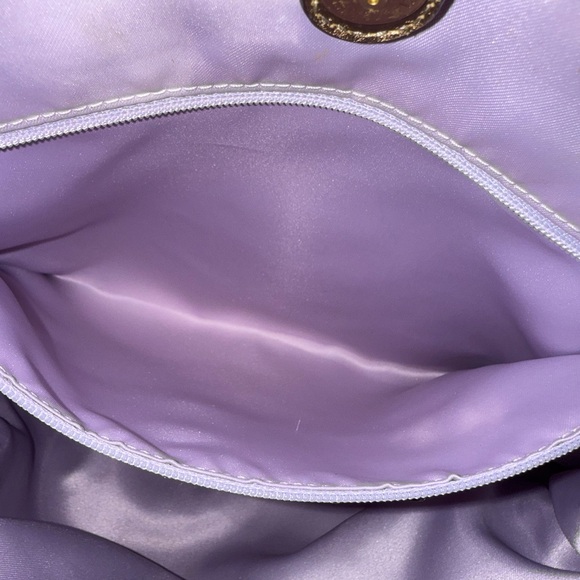 Coach Kisslock Shoulder Bag with Embossed Flowers and Lavender Interior - Picture 12 of 17